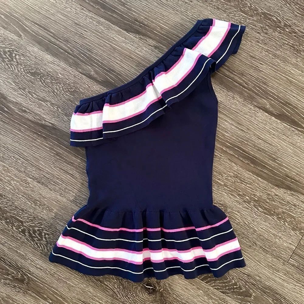 Lilly Pulitzer Top Mandarina Sweater Tank True Navy Cracked Up Stripe